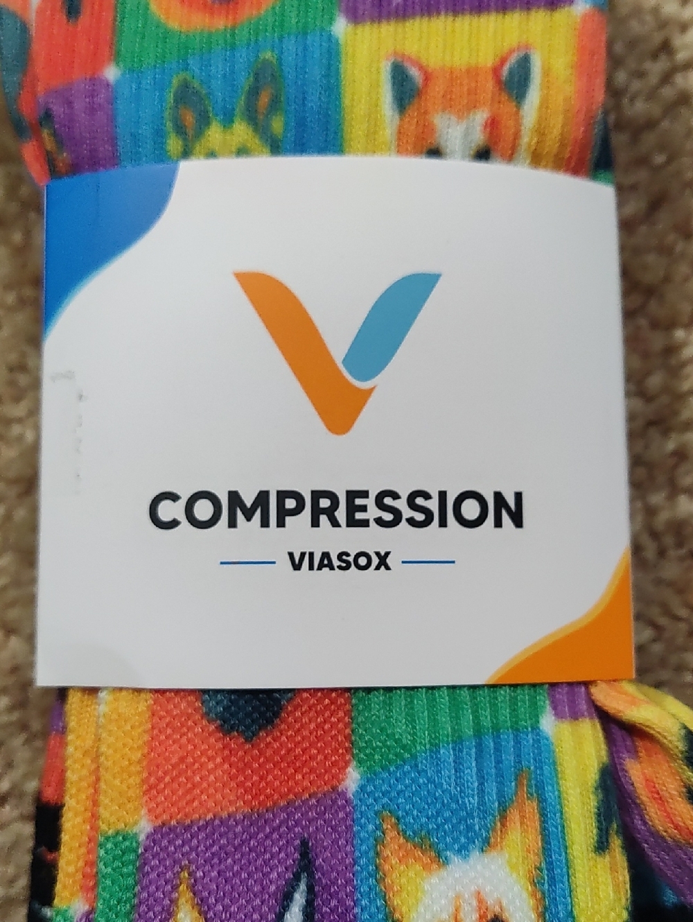 Compression Socks By Viasox Colorful Dog Pattern M/L Women's